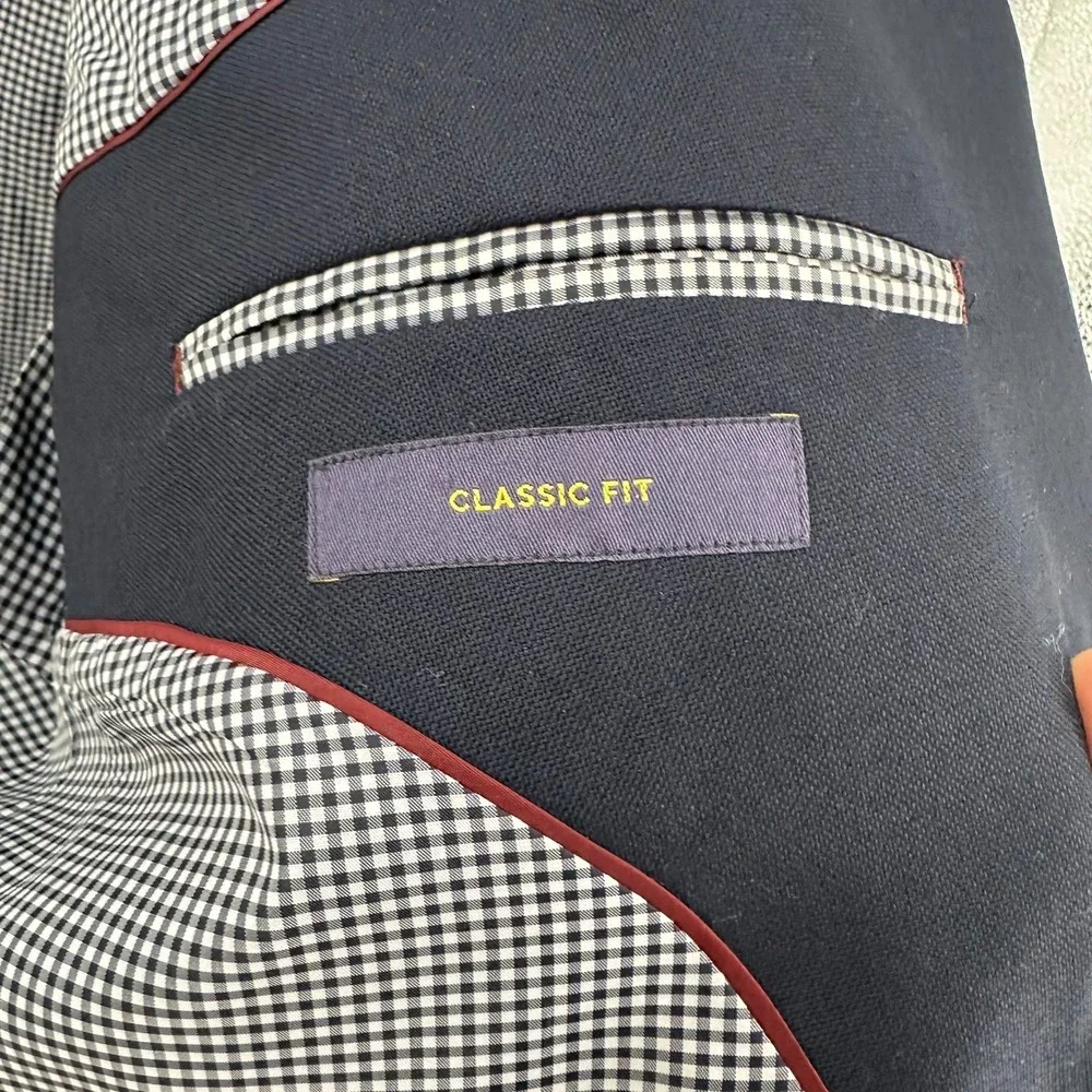 Stafford Single Breasted Golden Button Classic Fit Coat Blazer Royal Blue 48 R‎
